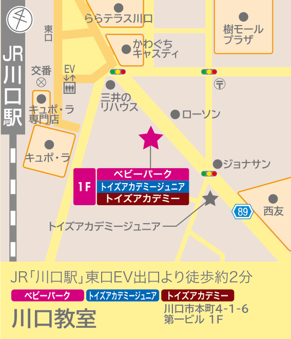 トイズアカデミー川口教室のアクセスマップ