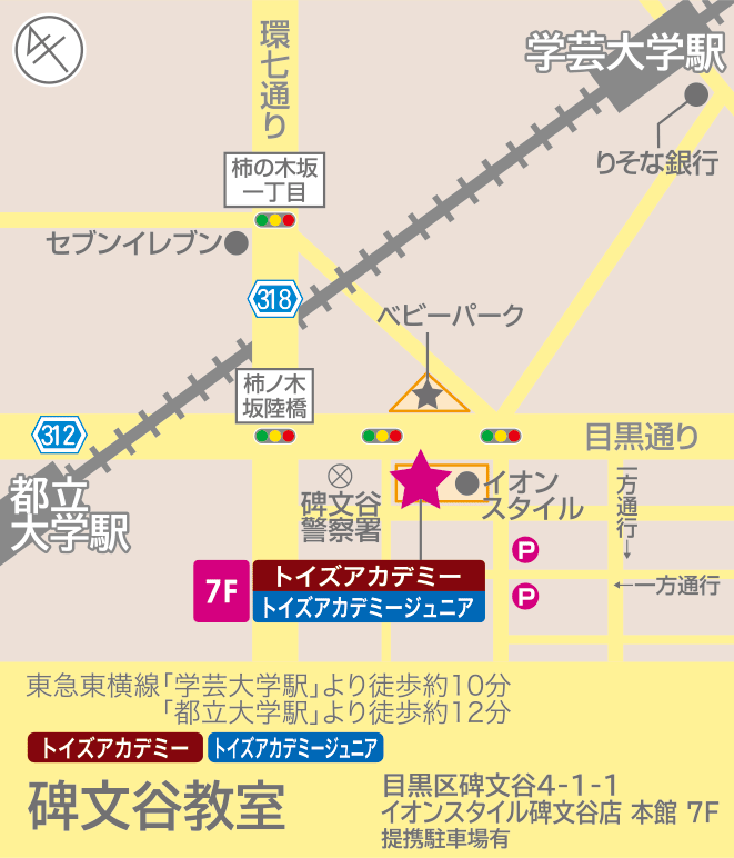 トイズアカデミー碑文谷教室のアクセスマップ